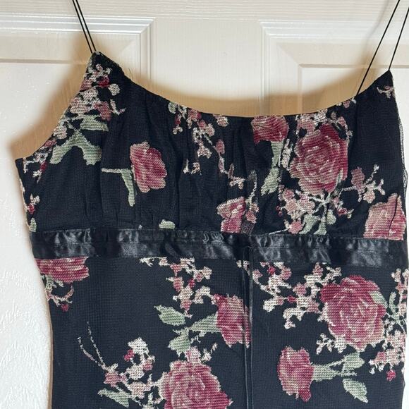 Express Y2K Rose Print Satin empire waist Cami Top Boho Chic XLarge - Picture 7 of 9